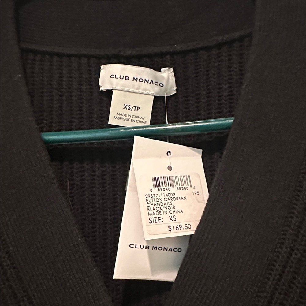 Club Monaco Cardigan black button down ribbed - Picture 2 of 7